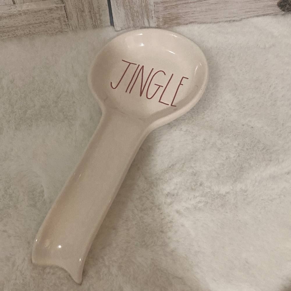 Rae Dunn Spoon Rest with Red 'Jingle' Design